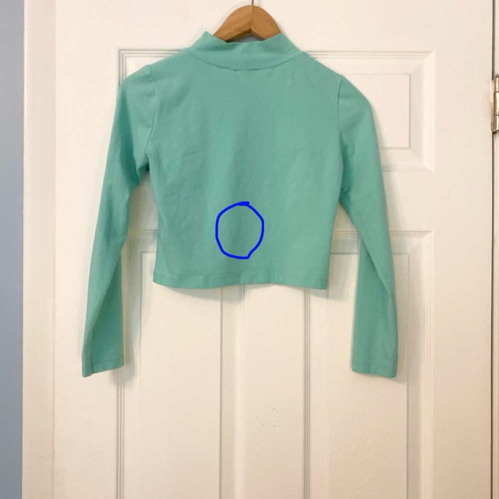 Asos Mint Aqua Long Sleeve Women's Cop Turtleneck Top - Picture 8 of 8